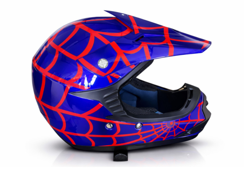 Godkendt ATV- og Crosser hjelm til børn, SpiderBlue - Styrthjelm til børn.