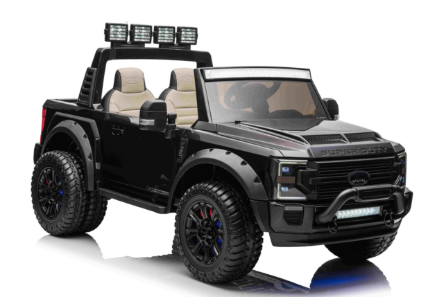 Eksklusiv Ford Duty F450 elbil til børn med hele 4 kraftige 24V motorer, lavet på licens af Ford fabrikken. Plads til 2 børn!