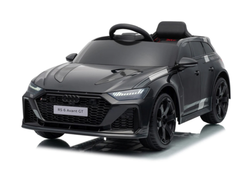 Sort 2026 Audi RS6 Avant GT elbil til børn med firehjulstræk og EVA-gummihjul.