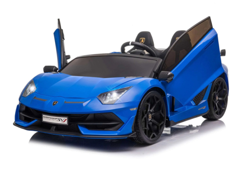 Elektrisk Lamborghini Aventador SVJ elbil til børn i blå med indbygget driftfunktion, 2 x 24V motorer og meget andet. Lamborghini til børn!