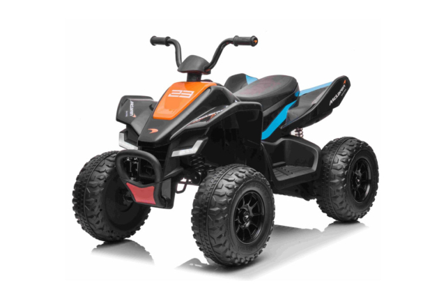 Super sej Elektrisk McLaren Racing MCL 35 ATV til børn. 4x12V motorer og store EVA-gummihjul.