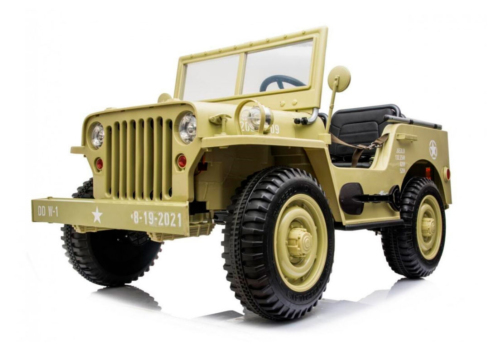 Elektrisk Militær Jeep til børn XL med 4x24V motorer - Inspireret af den legendariske Willys Jeep fra 2. verdenskrig.