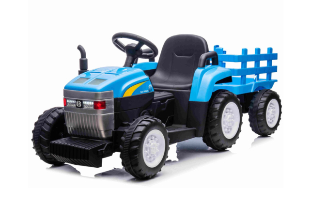 New Holland T7 el traktor til børn med anhænger, 2x12V motorer og meget mere.