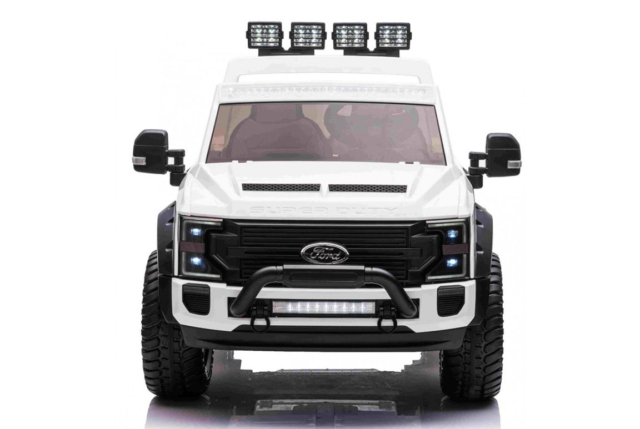 Elektrisk hvid Ford Duty F450 elbil til børn med EVA-gummihjul, 4x24V motorer