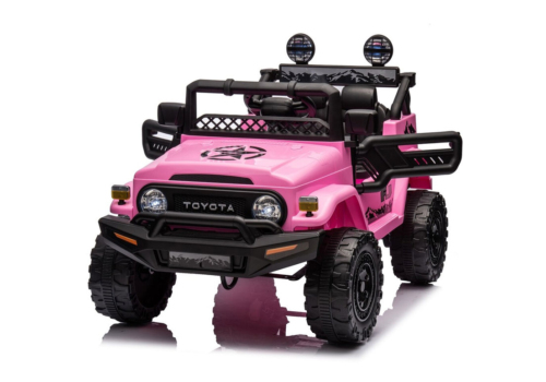 Toyota FJ Cruiser elbil til børn i pink, 4x12V motorer, EVA-gummihjul og lædersæde! Ren off-roader til børn!