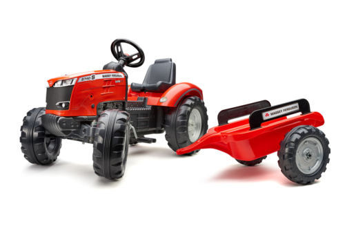 Rød Massey Ferguson S8740 pedaltraktor med trailer til børn fra FALK - Passer til børn fra 3-7 år- Rød traktor til børn.