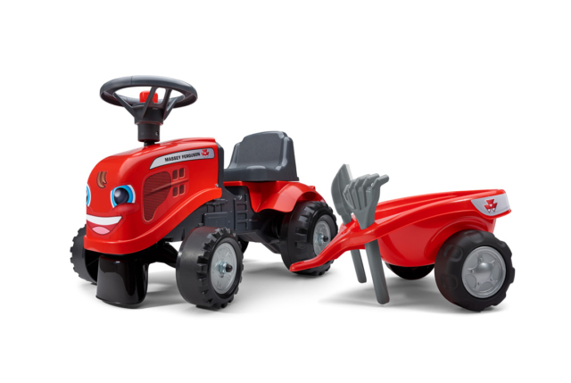 Flot rød Baby FALK Massey Ferguson gå-traktor til børn i alderen 1-3 år.