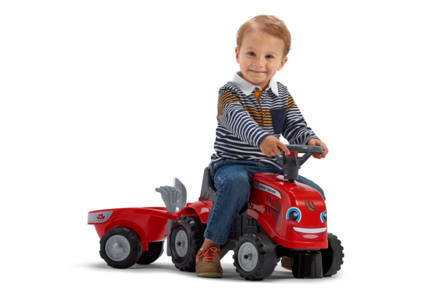 Flot rød Baby FALK Massey Ferguson gå-traktor til børn i alderen 1-3 år.