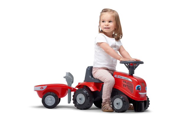 Flot rød Baby FALK Massey Ferguson gå-traktor til børn i alderen 1-3 år.