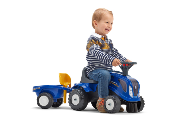 Flot blå Baby FALK New Holland gå-traktor til børn i alderen 1-3 år.