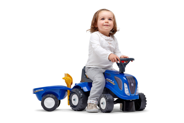 Flot blå Baby FALK New Holland gå-traktor til børn i alderen 1-3 år.