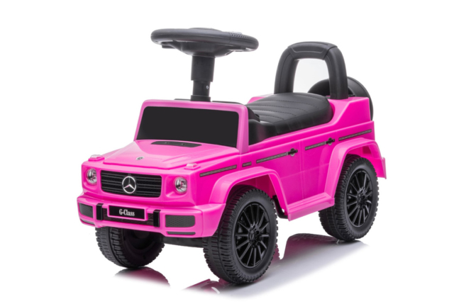 Pink Mercedes G350D gåbil til børn - Med lædersæde, bagagerum og lavet på original licens fra Mercedes.