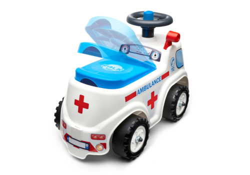 Super flot FALK Ambulance Gåbil til børn fra 1-3 år. En ambulance til børn der ønsker sjov leg.