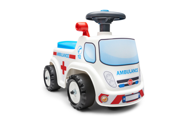 Super flot FALK Ambulance Gåbil til børn fra 1-3 år. En ambulance til børn der ønsker sjov leg.