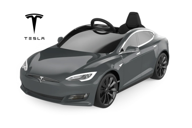 Elektrisk Midnight Silver Metallisk Tesla Model S elbil til børn - Tesla til børn.