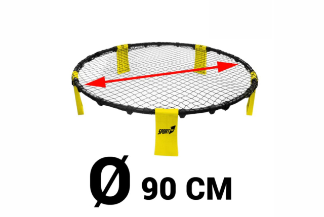 Populært Spikeball spil med net, 3 bolde, pumpe og opbevaringspose. Det sjoveste spil til haven, parken eller stranden.