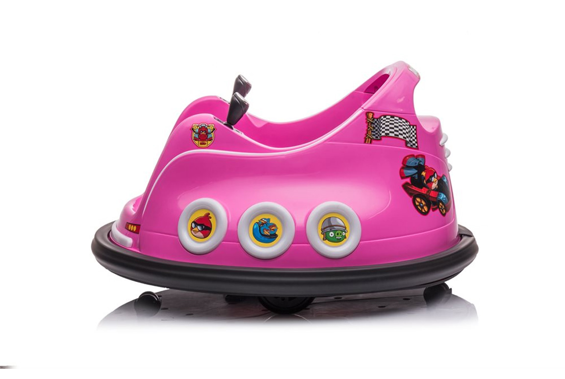 Angry Birds Bumper Kart til børn i pink. 2x12V motorer. Ligesom at køre i en radiobil!