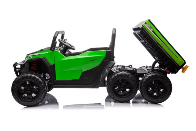 Elektrisk Farmer Truck Gen.2 til børn med 4x24V motorer, lædersæder og EVA-gummihjul. Plads til 2 børn!