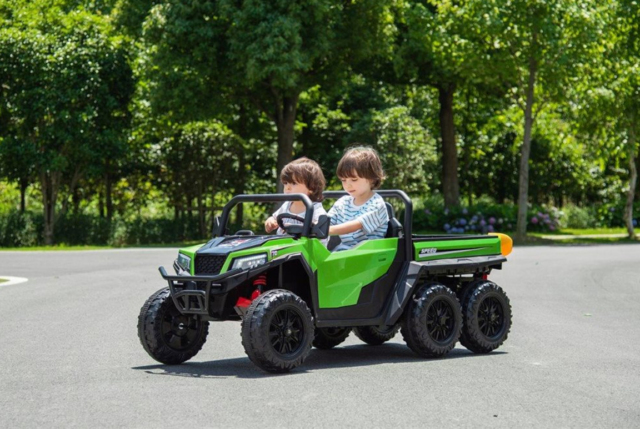 Elektrisk Farmer Truck Gen.2 til børn med 4x24V motorer, lædersæder og EVA-gummihjul. Plads til 2 børn!