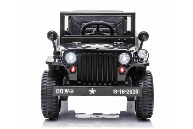 Elektrisk Militær Jeep til børn i sort (Willys Jeep) med 4x12V motorer.