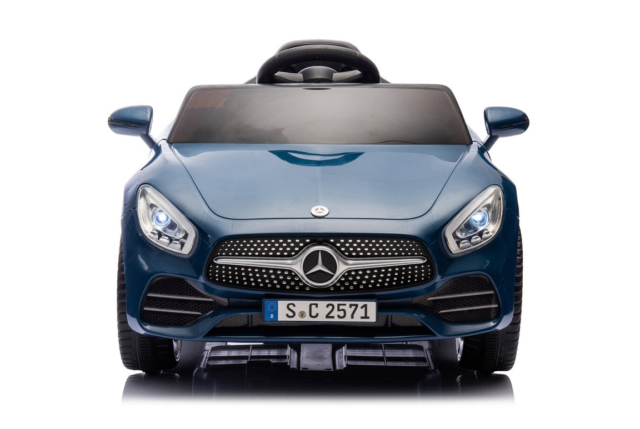 Elektrisk Blå Mercedes CLS 350 elbil til børn med 2x12V motorer, lædersæde og EVA-gummihjul.