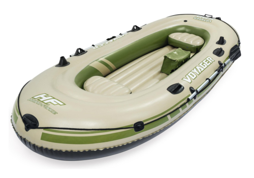 Stor oppustelig gummibåd - Bestway Hydro-Force Voyager 500 i målene 348x141 cm. med indbygget fiskestangsholdere.