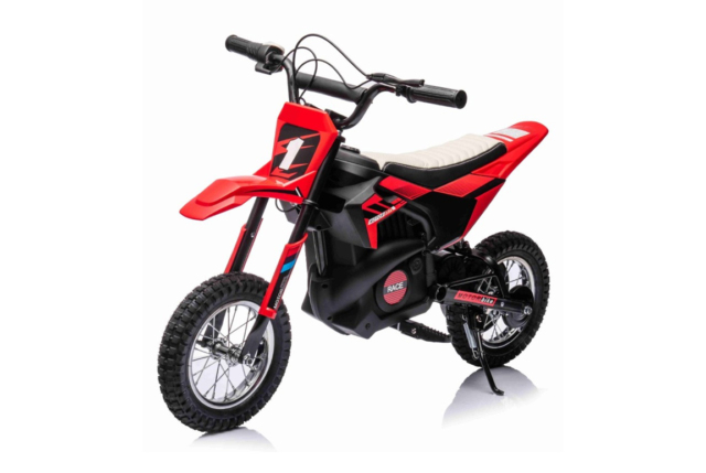 Rød Elektrisk Dirt Bike Crosser til børn på 250W, 24V batteri med en topfart på hele 22 km/t. - Fed crosser til børn og unge.