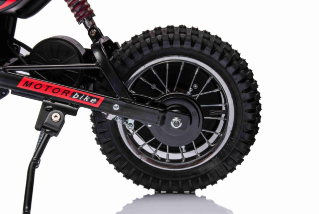 Rød Elektrisk Dirt Bike Crosser til børn på 250W, 24V batteri med en topfart på hele 22 km/t. - Fed crosser til børn og unge.