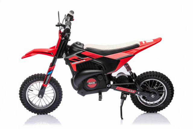 Rød Elektrisk Dirt Bike Crosser til børn på 250W, 24V batteri med en topfart på hele 22 km/t. - Fed crosser til børn og unge.