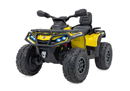 Can-Am Outlander Mini ATV, EVA-gummihjul og lædersæde, 4x12V, Gul
