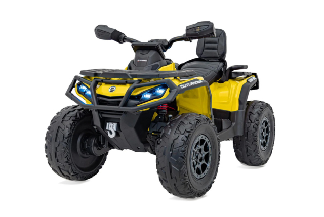 Can-Am Outlander Mini ATV, EVA-gummihjul og lædersæde, 4x12V, Gul