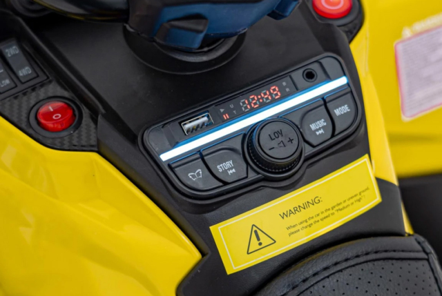 Can-Am Outlander Mini ATV, EVA-gummihjul og lædersæde, 4x12V, Gul