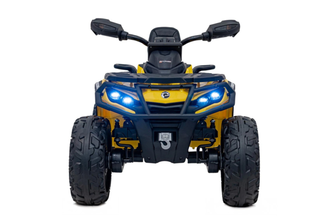 Can-Am Outlander Mini ATV, EVA-gummihjul og lædersæde, 4x12V, Gul