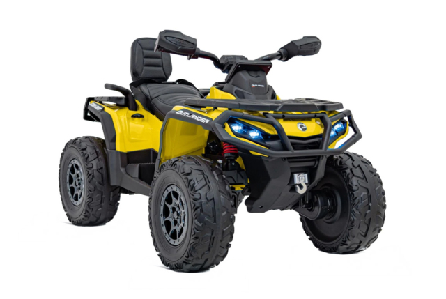 Can-Am Outlander Mini ATV, EVA-gummihjul og lædersæde, 4x12V, Gul