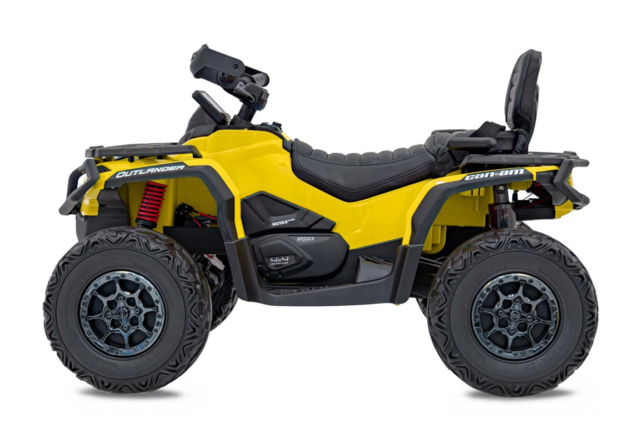 Can-Am Outlander Mini ATV, EVA-gummihjul og lædersæde, 4x12V, Gul