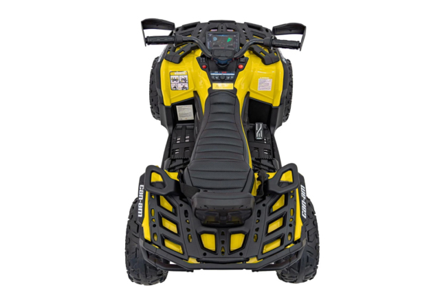Can-Am Outlander Mini ATV, EVA-gummihjul og lædersæde, 4x12V, Gul