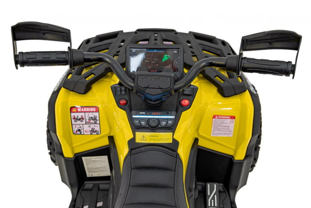 Can-Am Outlander Mini ATV, EVA-gummihjul og lædersæde, 4x12V, Gul