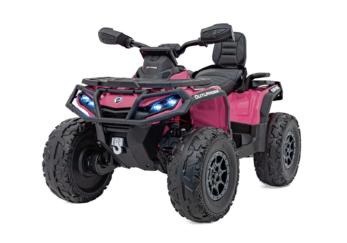 Pink Can-Am Outlander Mini ATV, EVA-gummihjul og lædersæde, 4x12V