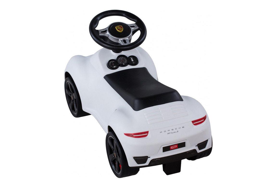 Hvid Porsche 911 Turbo S gåbil til børn fra kendte Rastar.
