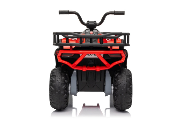 Rød Hunter II Mini Desert ATV til børn med 4x24V motorer, lædersæde, EVA-gummihjul og musikanlæg.