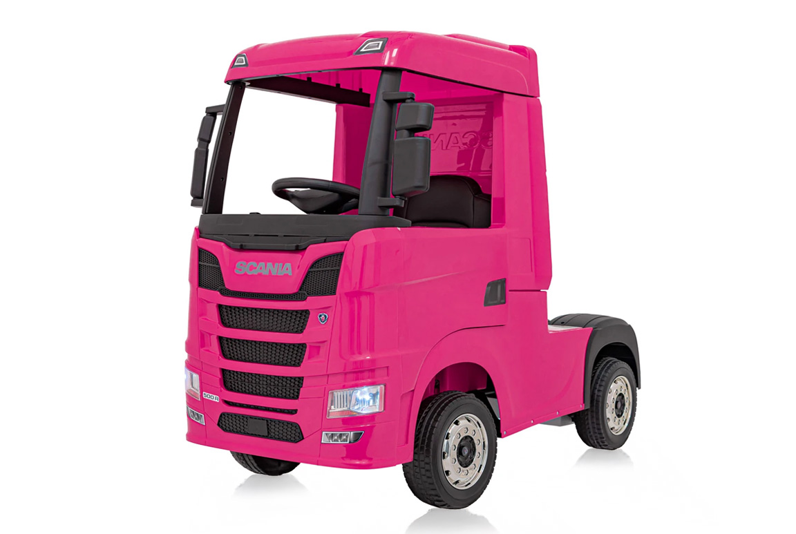 Pink elektrisk Scania 500R Lastbil til børn med 4x12V motorer. Scania Lastbil til børn.