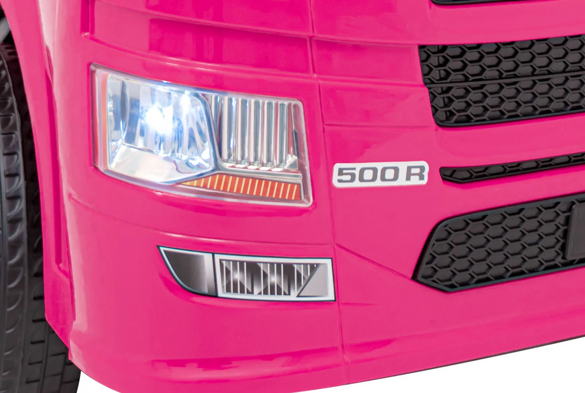 Pink elektrisk Scania 500R Lastbil til børn med 4x12V motorer. Scania Lastbil til børn.