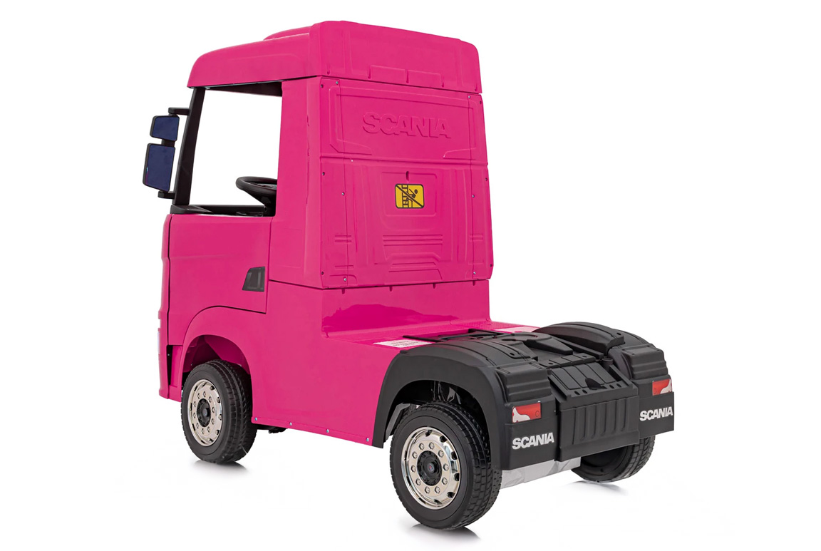Pink elektrisk Scania 500R Lastbil til børn med 4x12V motorer. Scania Lastbil til børn.
