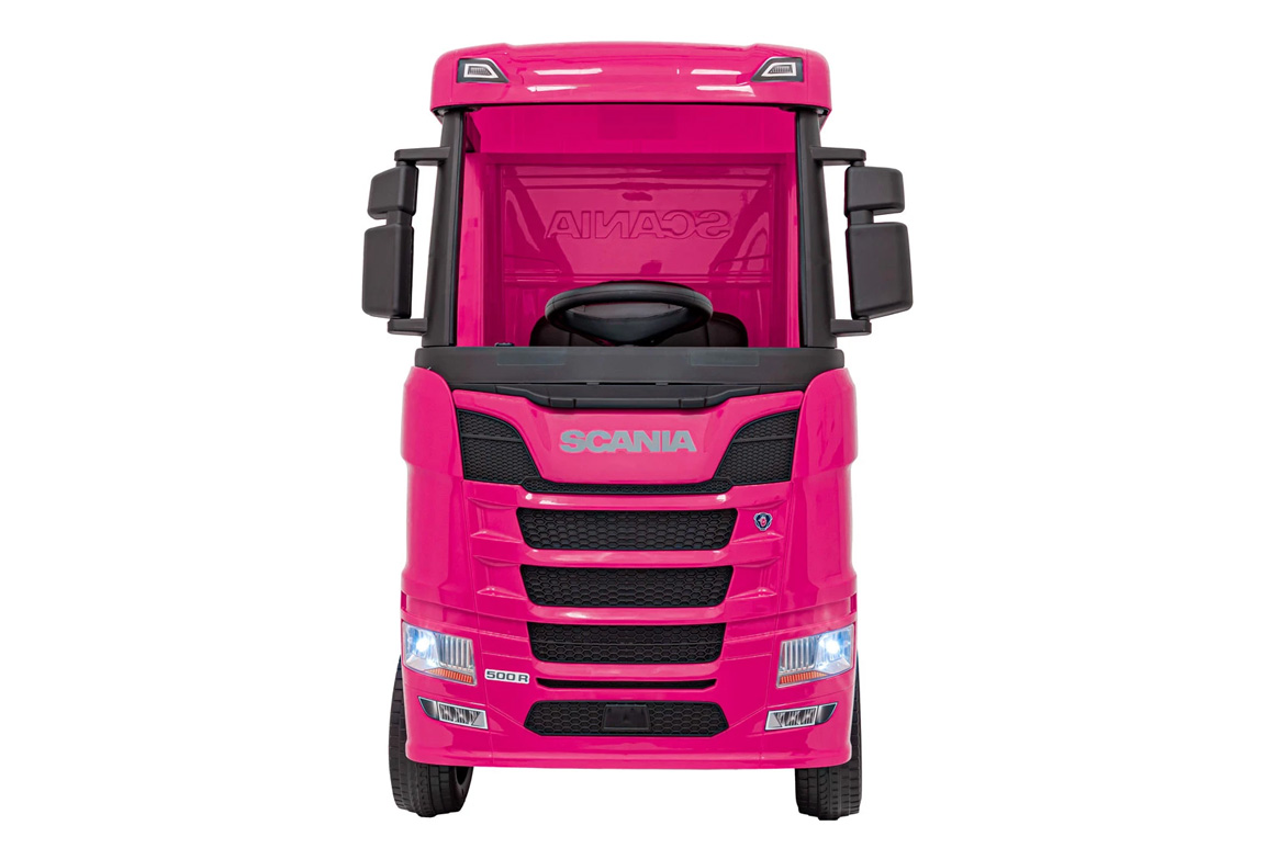 Pink elektrisk Scania 500R Lastbil til børn med 4x12V motorer. Scania Lastbil til børn.