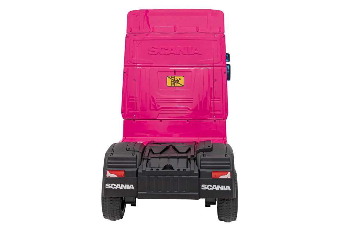 Pink elektrisk Scania 500R Lastbil til børn med 4x12V motorer. Scania Lastbil til børn.