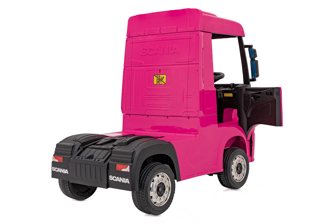 Pink elektrisk Scania 500R Lastbil til børn med 4x12V motorer. Scania Lastbil til børn.