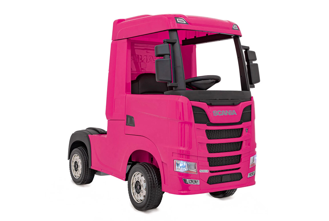 Pink elektrisk Scania 500R Lastbil til børn med 4x12V motorer. Scania Lastbil til børn.