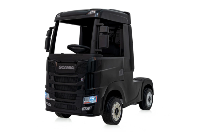 Sort elektrisk Scania 500R Lastbil til børn med 4x12V motorer. Scania Lastbil til børn.