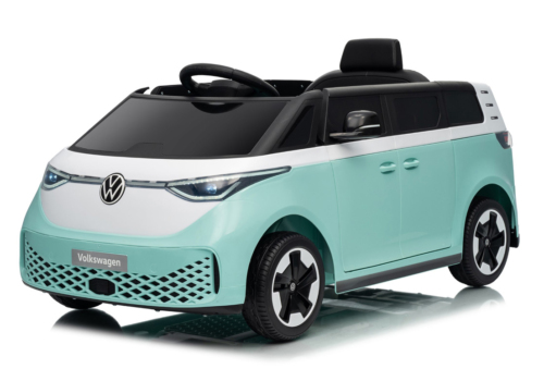 Grøn elektrisk Volkswagen VW ID. Buzz elbil til børn med 2x24V motorer, musikanlæg og meget mere.