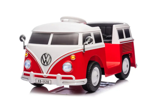 Retro Volkswagen VW T1 Folkevognsrugbrød til børn, 12V med musikanlæg, lædersæde og meget andet.